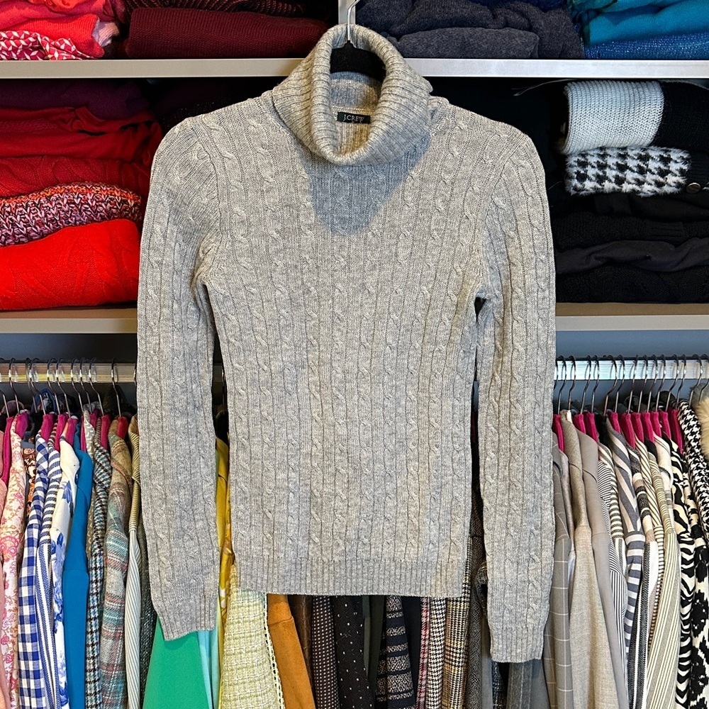 J Crew gray 35% wool long sleeve turtleneck sweater size XS NWT